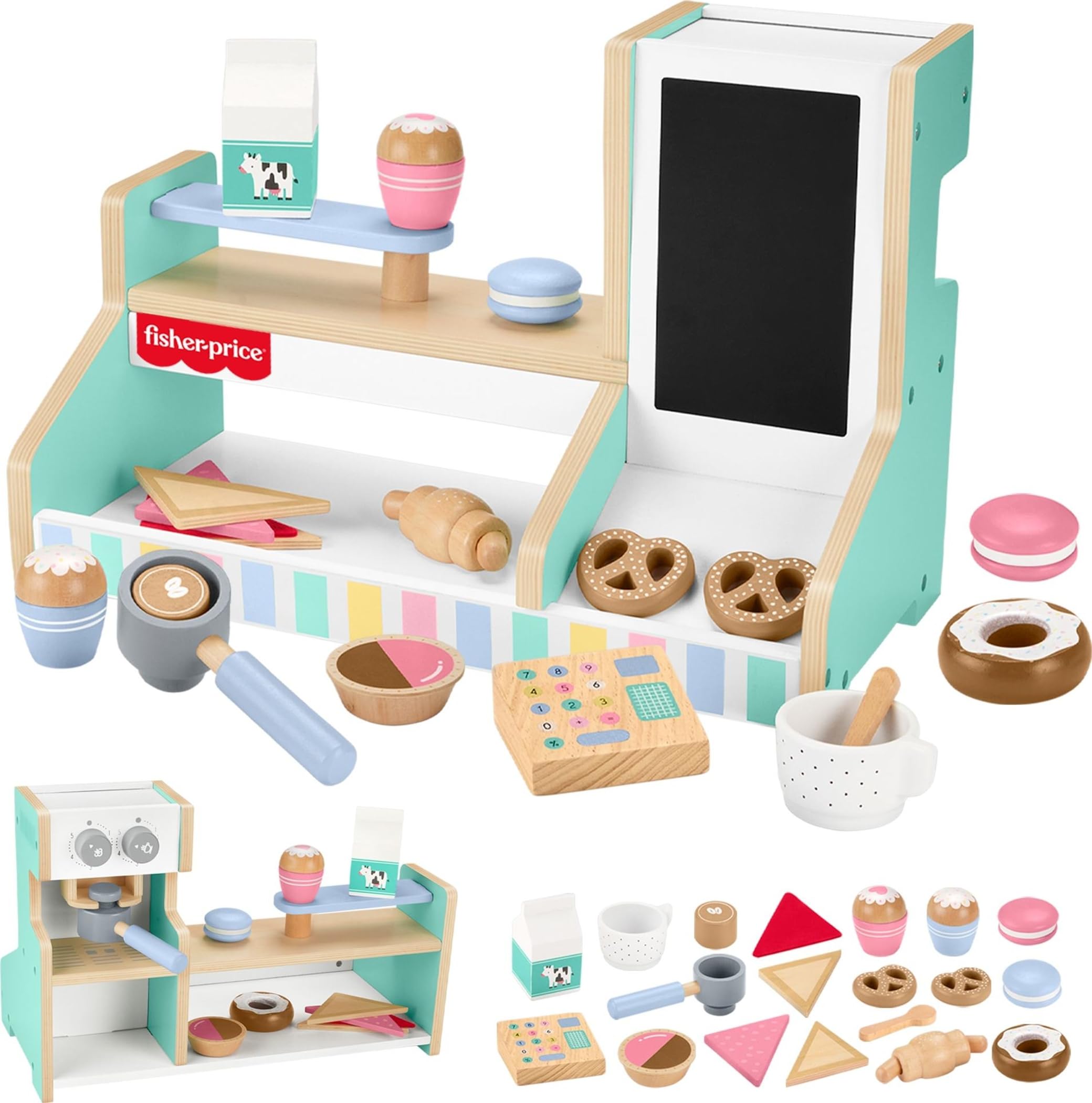 Amazon.com: Fisher-Price Wood Pretend Play Coffee Shop & Toy